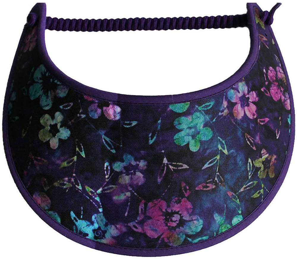 Ladies foam sun visor with purple and teal dogwood blossoms