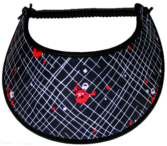 Ladies foam sun visor with small red & white flowers on black