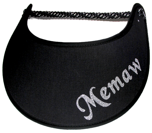 Foam sun visor with with Grandma nickname MEMAW in silver bling