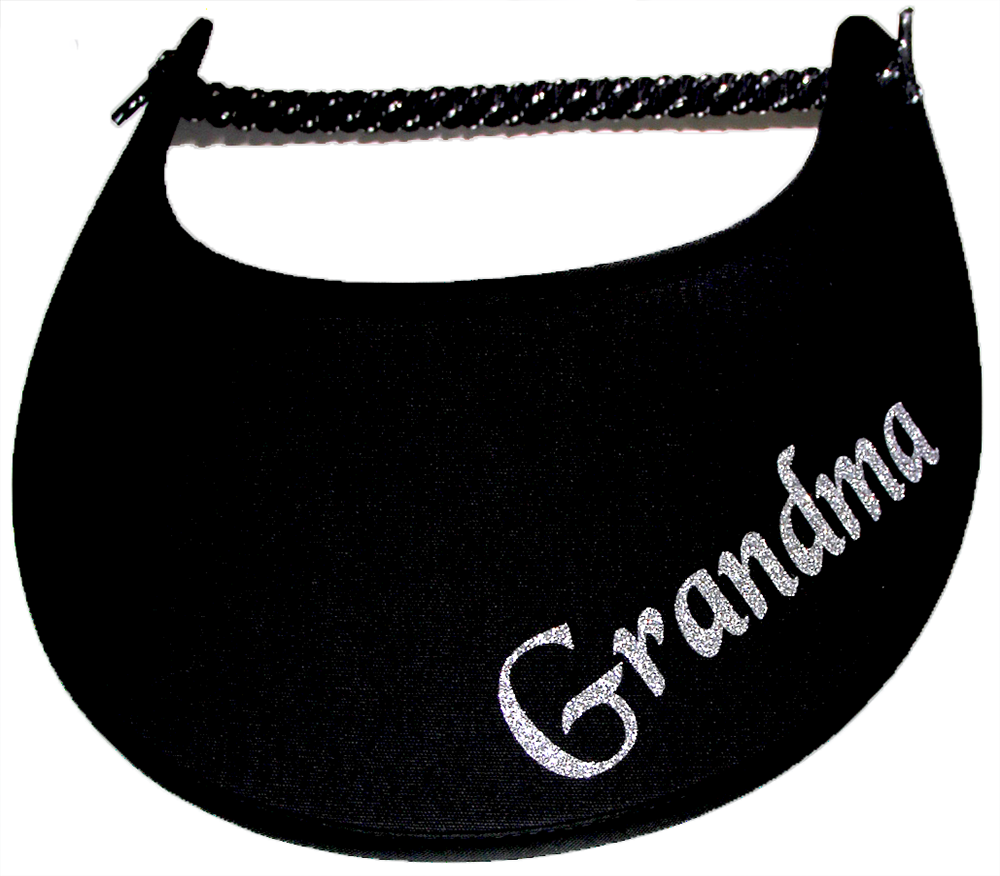 Foam sun visor with Grandma nickname Grandma in silver bling