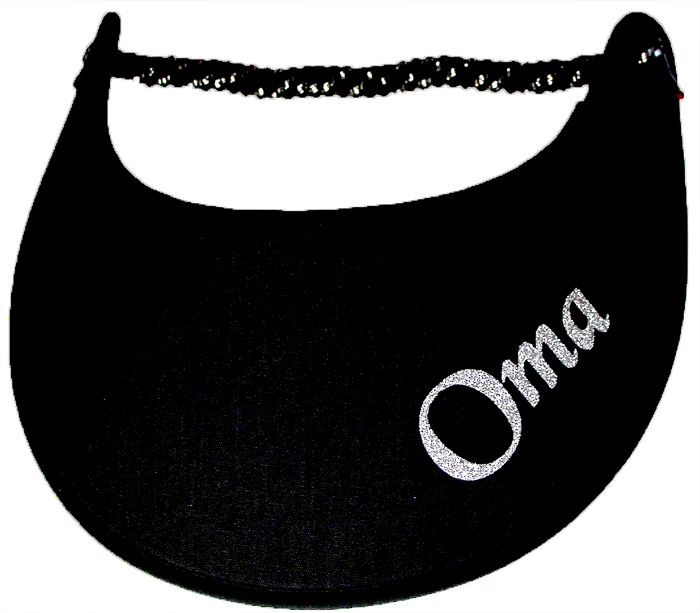 Foam sun visor with with Grandma nickname OMA in silver bling