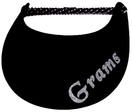 Foam sun visor with with Grandma nickname GRAMS in silver bling