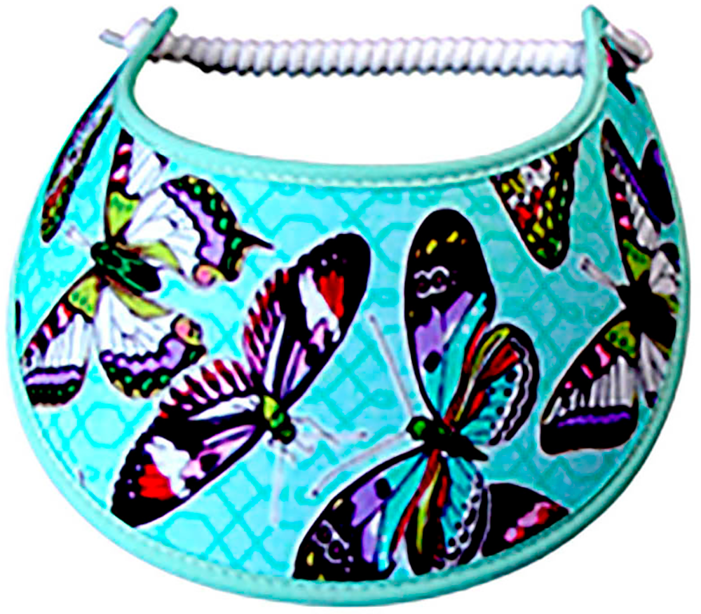 Foam sun visor with colorful butterflies