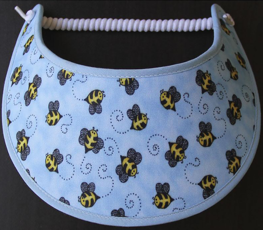 Foam sun visor with bumblebees on light blue