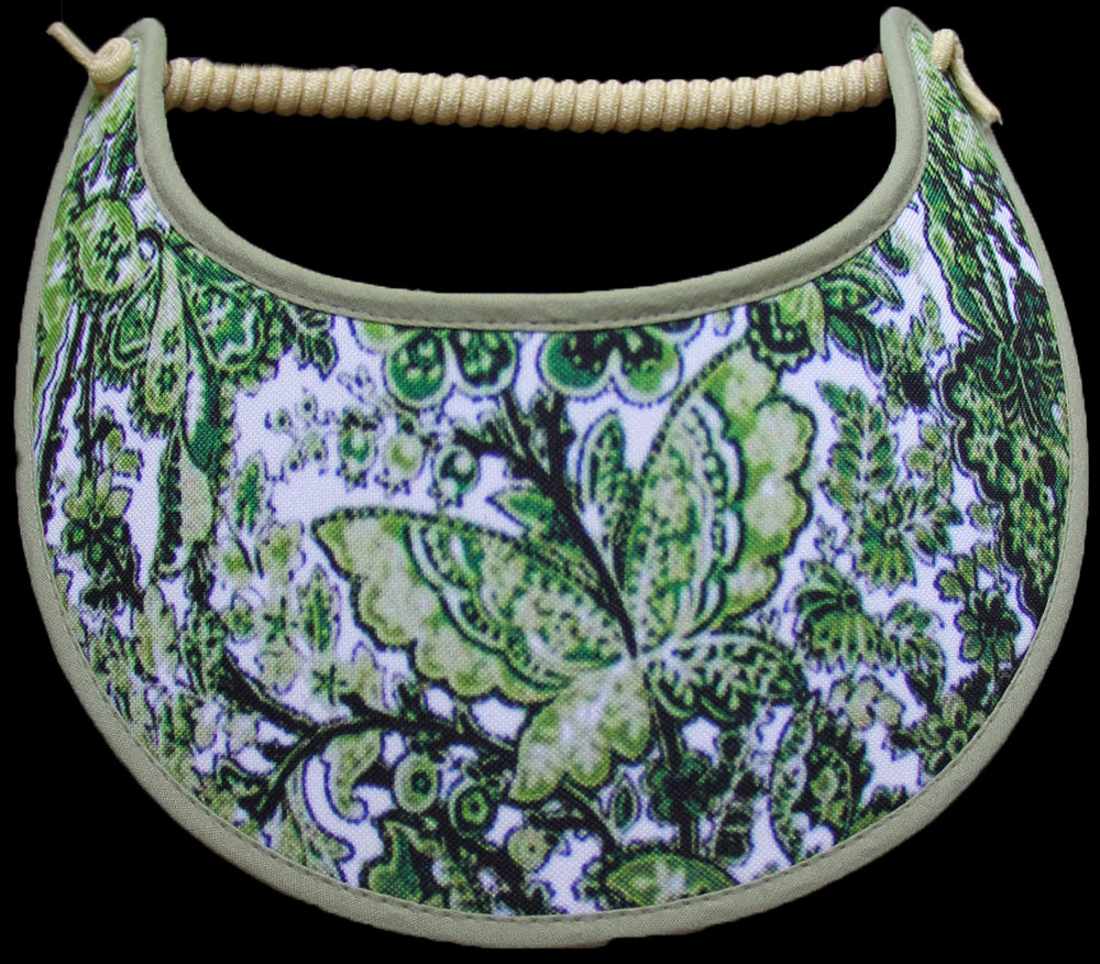 Foam sun visor with assorted butterflies in shades of green