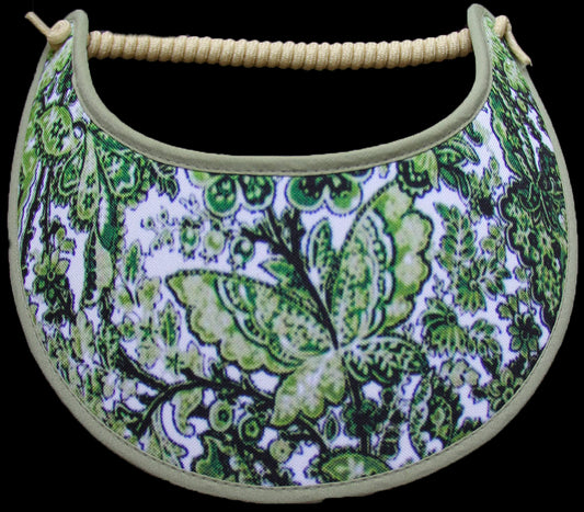 Foam sun visor with assorted butterflies in shades of green