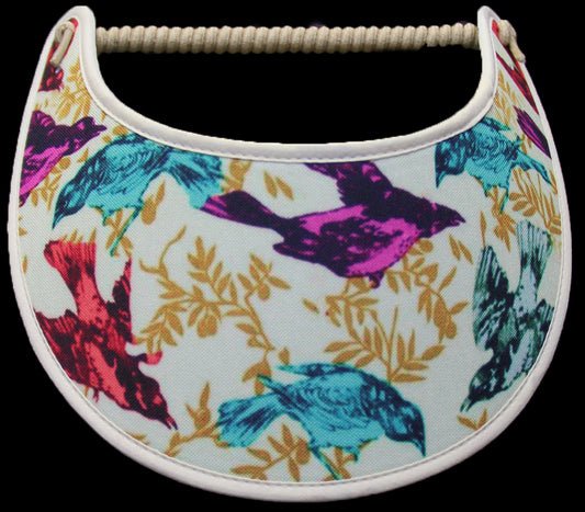 Ladies sun visor with birds in assorted colors