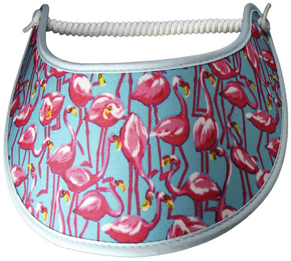Foam sun visor with flamingoes-pink on aqua