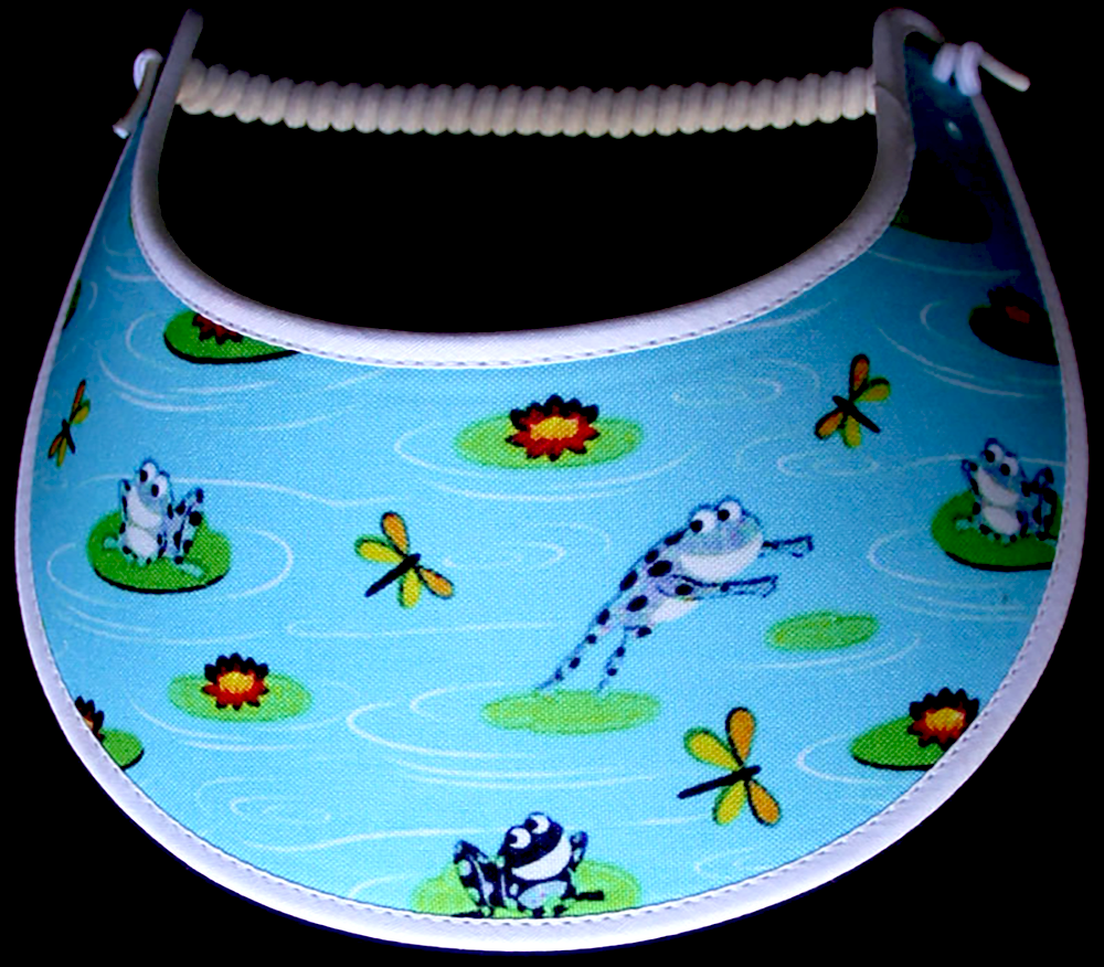 Foam sun visor with frogs playing in the pond