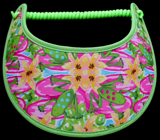  Ladies foam sun visor with frogs and flowers: