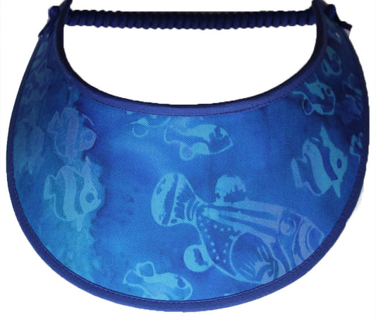 Foam sun visor with fish in muted colors.