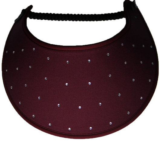 Foam sun visor with rhinestones on burgundy