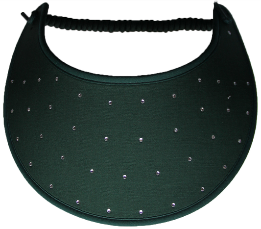 Foam sun visor with rhinestones on hunter green