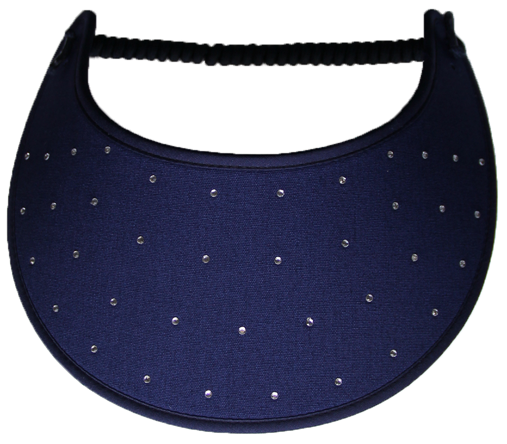 Foam sun visor with rhinestones on navy