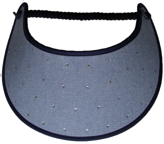 Rhinestones on Light Blue Denim Sun Visor