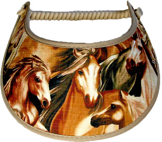 Ladies sun visor with horses in shade of brown