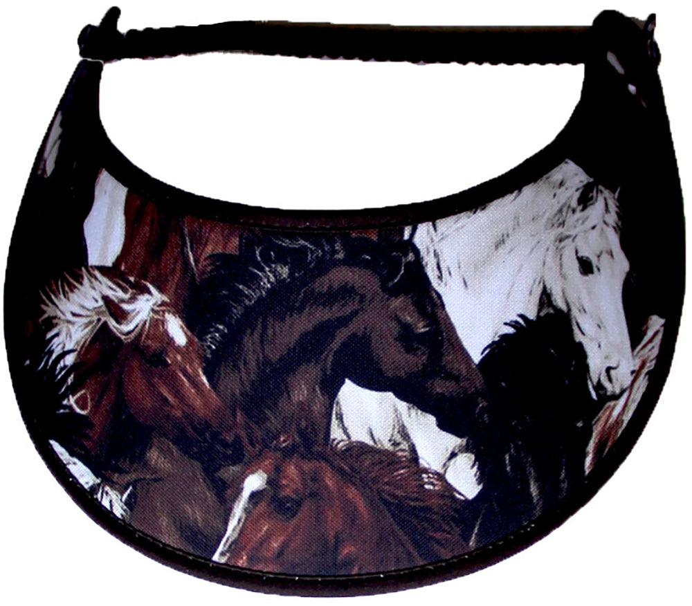 Foam sun visor with horses in shades of brown with white