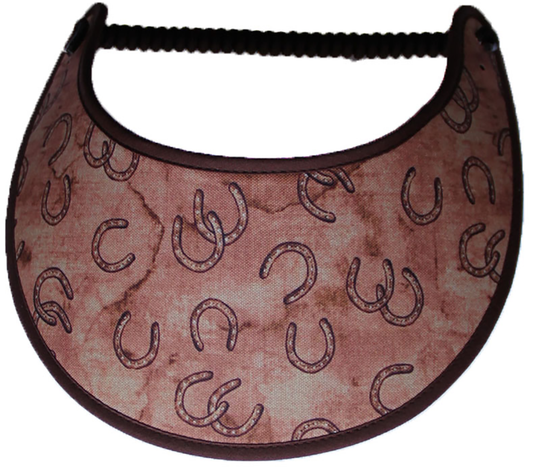Visor with horse shoes on tan