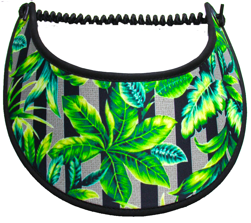 Foam sun visor with green tropical leaves