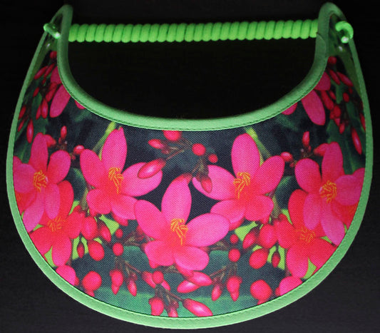 Ladies sun visor with all pink flowers