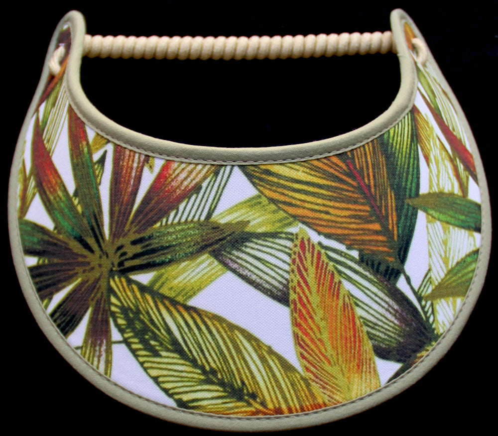 Ladies sun visor with tropical leaves