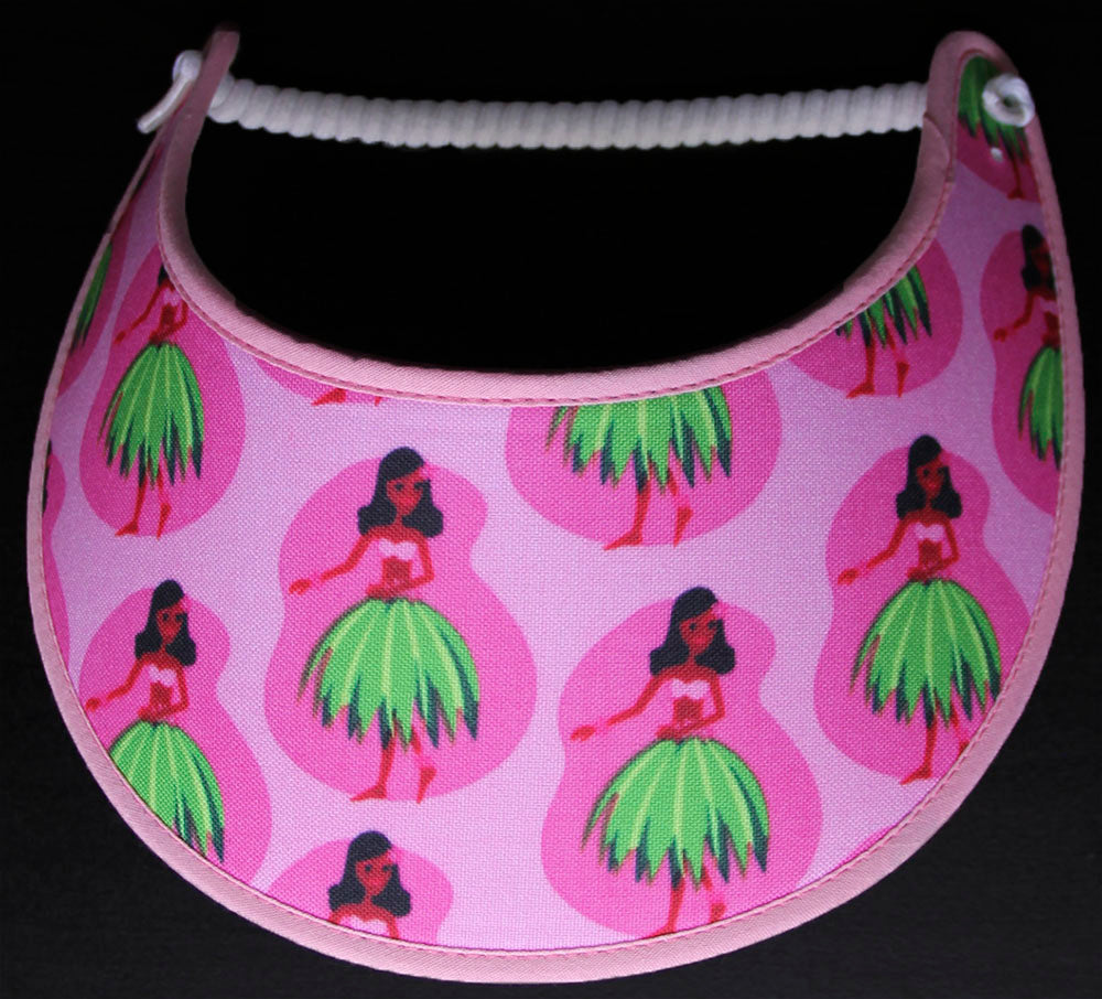 Foam sun visor with hula girls on pink