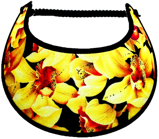 Ladies sun visor with large yellow flowers