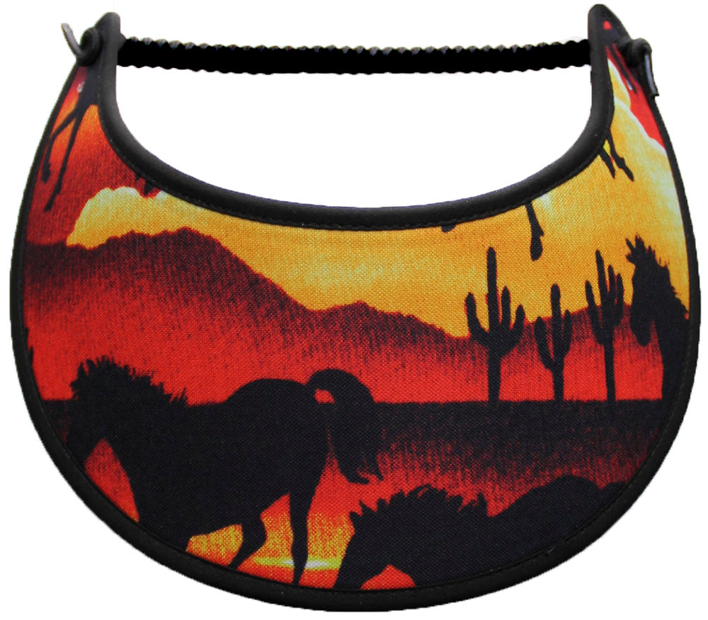 Foam sun visor with horses and desert scene