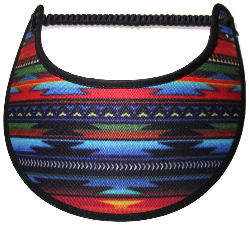Ladies foam sun visor with an Aztec blanket design.