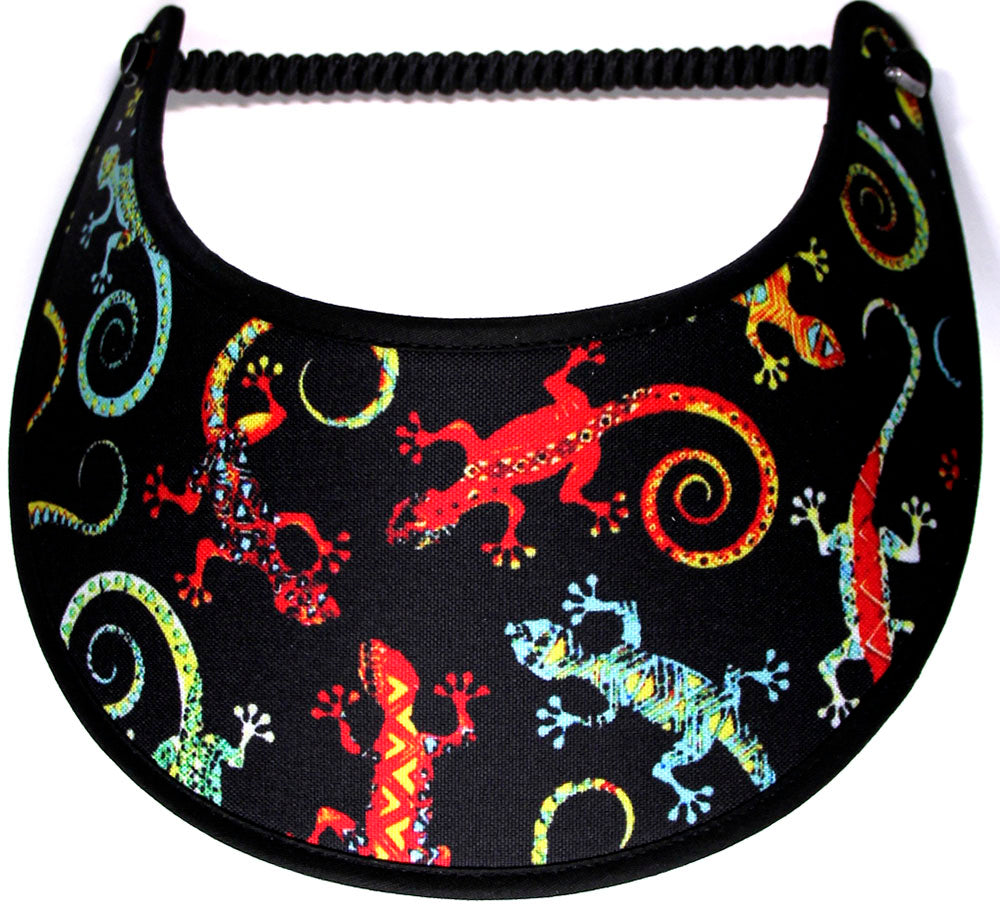 Foam sun visor with colorful lizzards