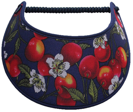 Foam sun visor with cherries and blossoms