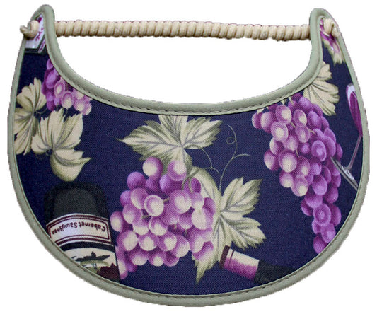 Foam sun visor with clusters of grapes on navy