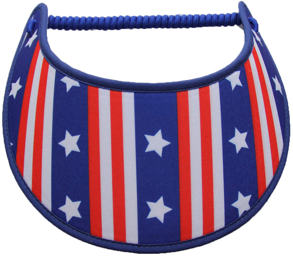 Foam sun visor with red, white & blue stripes and stars