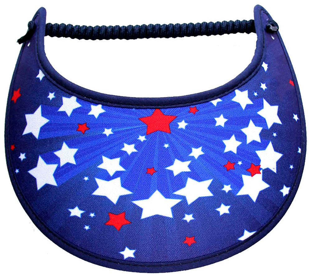 Foam sun visor with white & red stars on blue