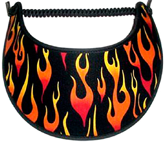 Foam sun visor with racing flames in red & yellow on black