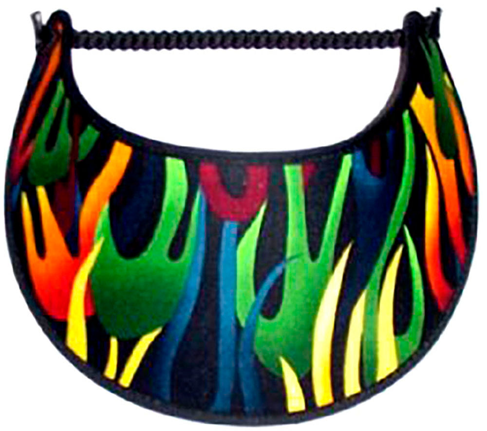 Foam sun visor with multicolored racing flames