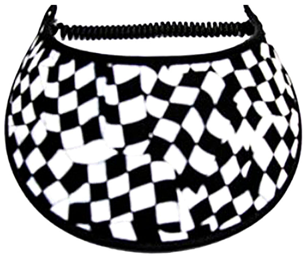 Foam sun visor with black & white checked racing flag