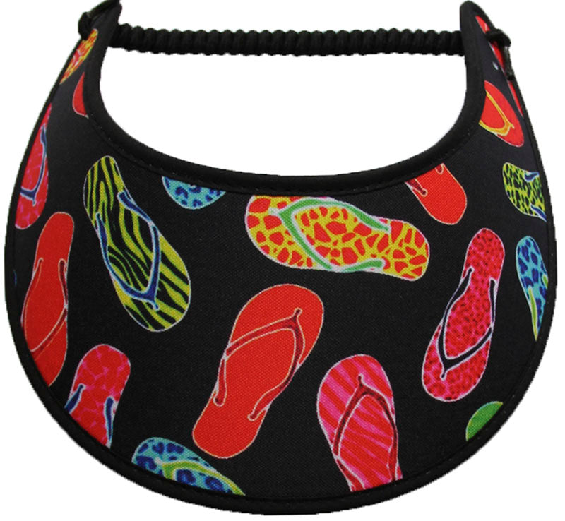 Foam sun visor with flip flops on black