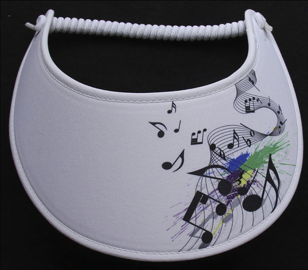 Foam sun visor with music design on white