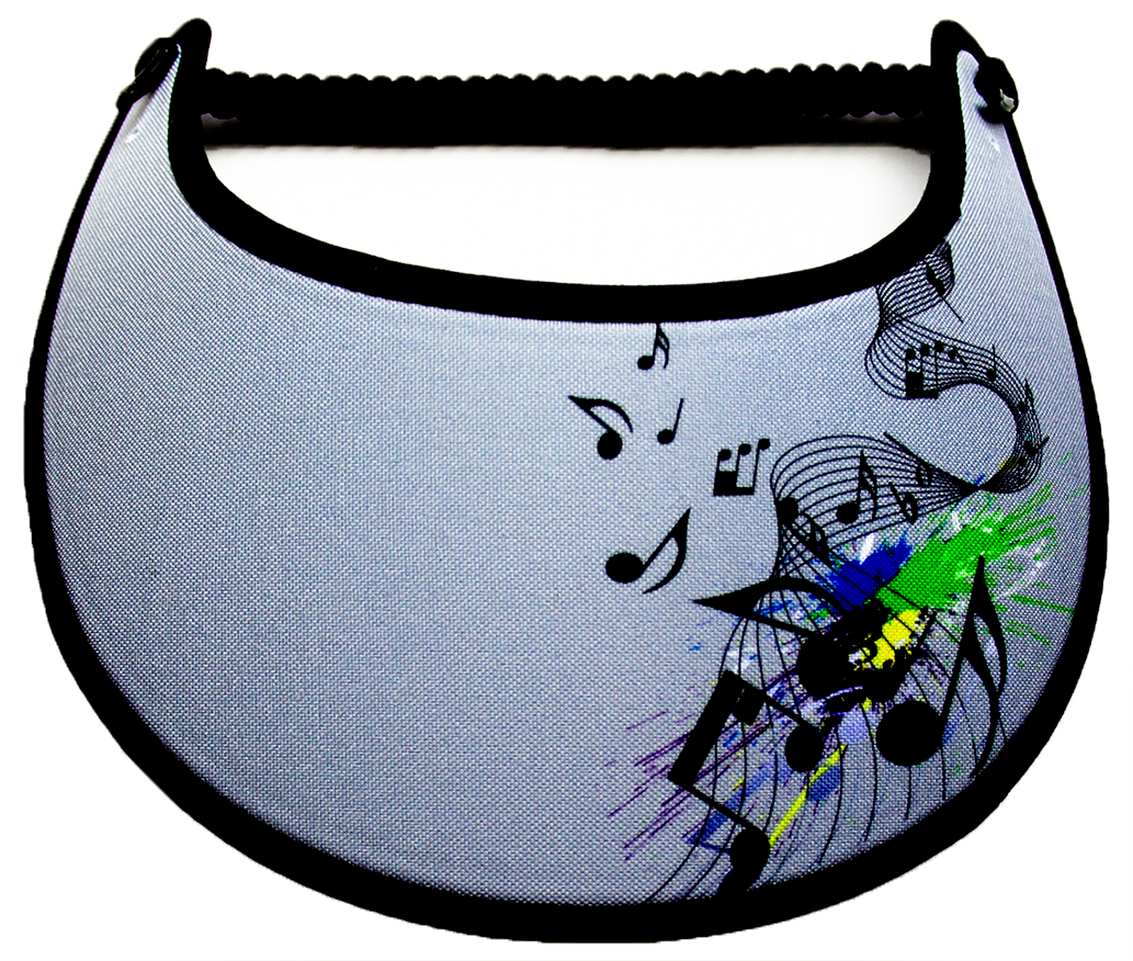 Foam sun visor with music notes on gray